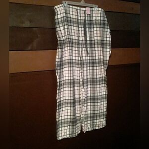 Simple Pleasures 2X Grey & Pink Plaid Soft Nightpants With Working drawstring